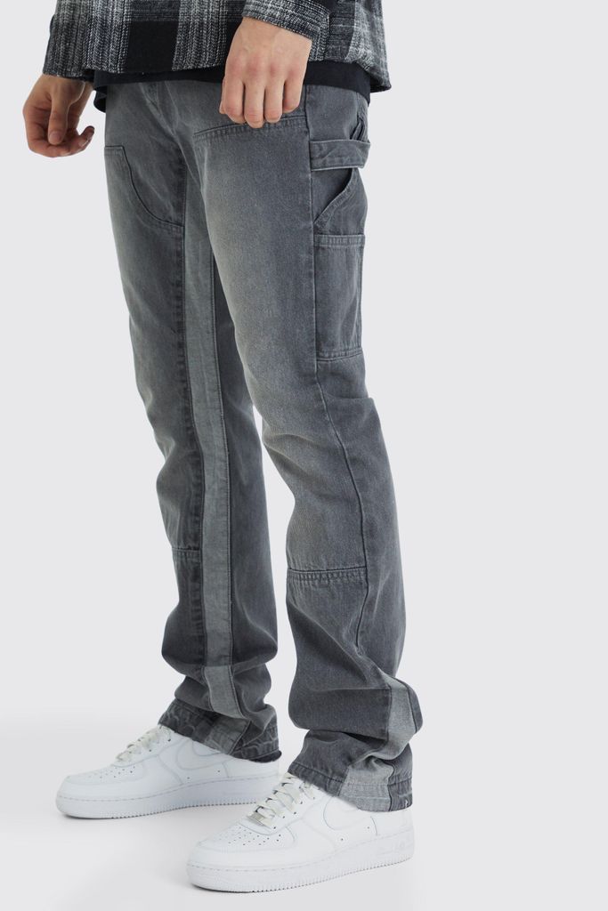 Men's Tall Slim Rigid Flare Gusset Carpenter Jeans - Grey - 30, Grey