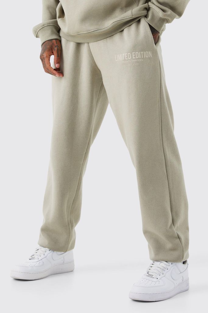 Men's Oversized Limited Edition Text Print Jogger - Beige - S, Beige