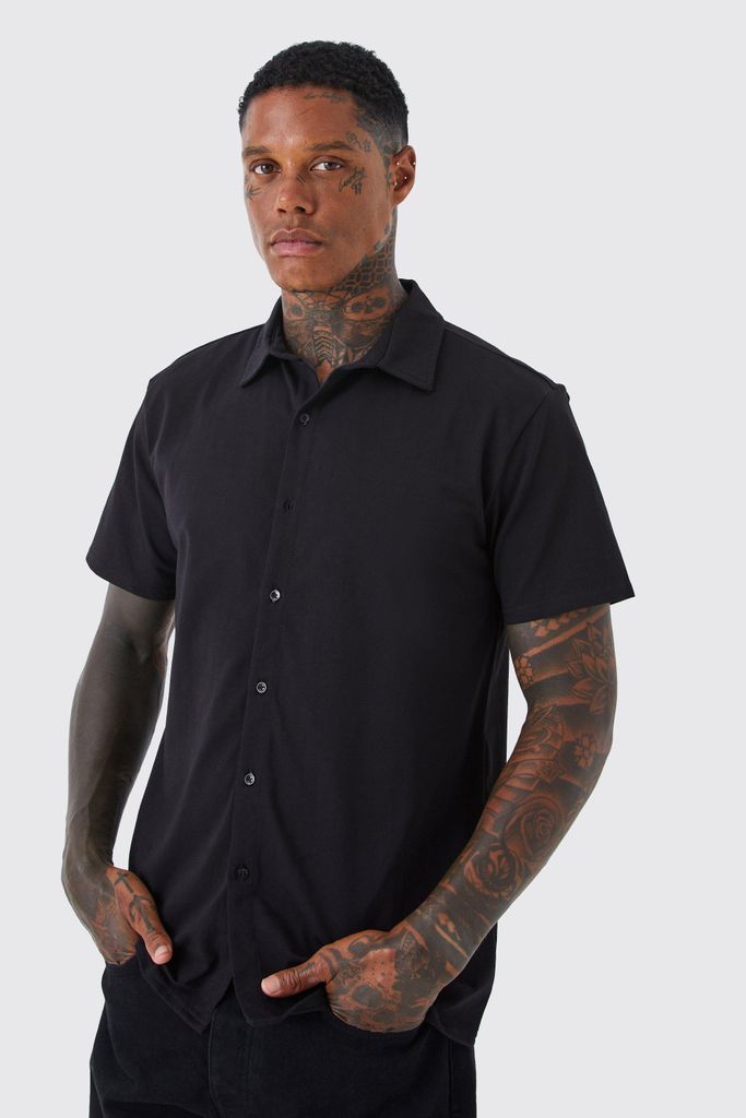 Men's Short Sleeve Regular Jersey Shirt - Black - S, Black