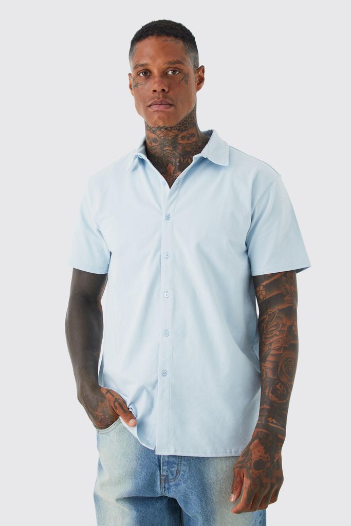 Men's Short Sleeve Regular Jersey Shirt - Blue - S, Blue