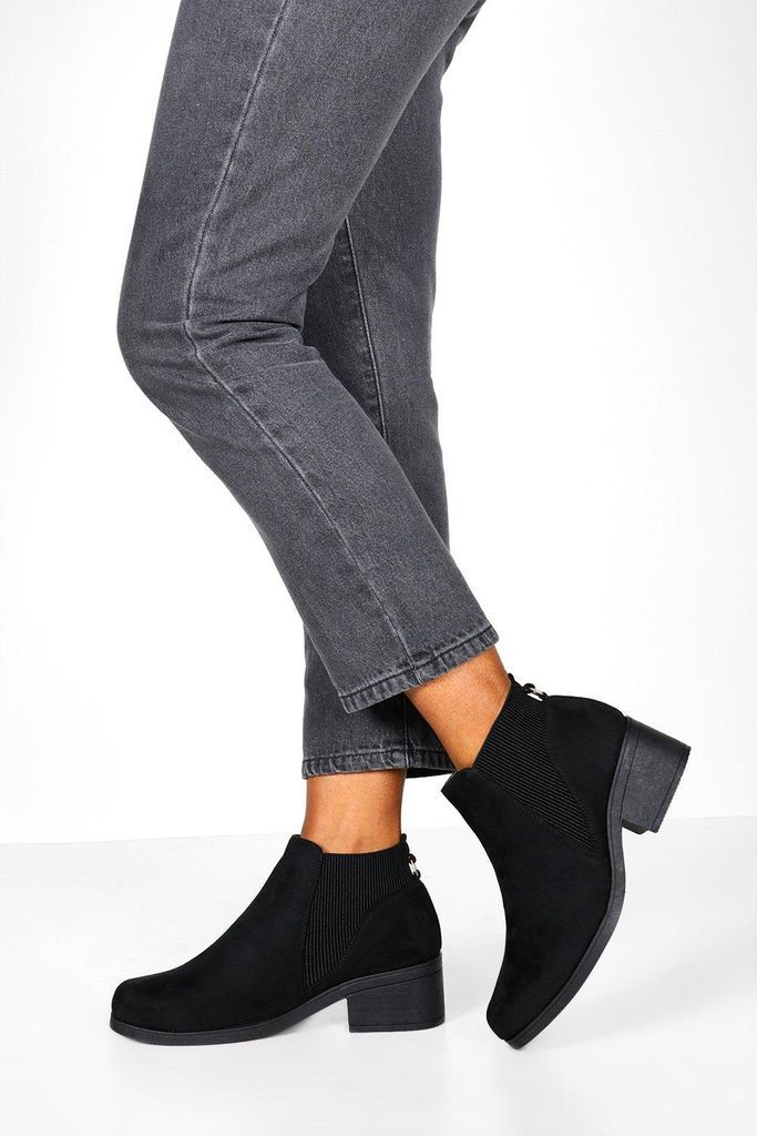 Womens Low Block Heel Chelsea Boots - Black - 3, Black