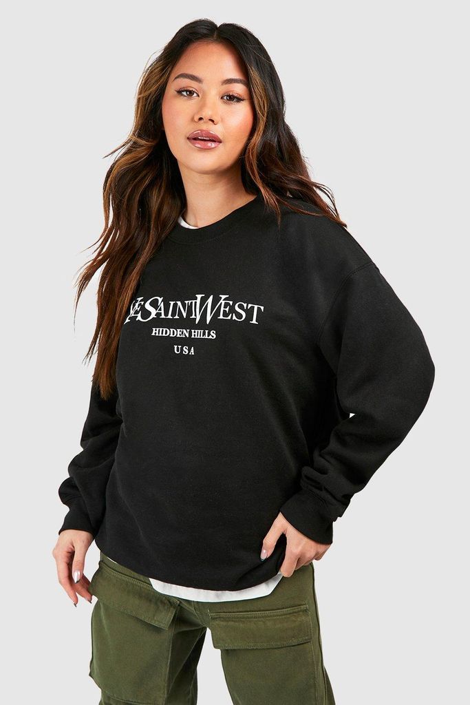 Womens Ye Saint West Slogan Oversized Sweatshirt - Black - S, Black