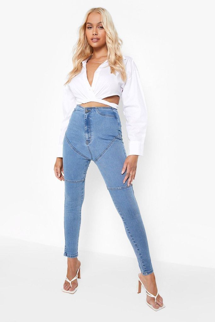 Womens High Waist Contoured Skinny Jeans - White - 8, White