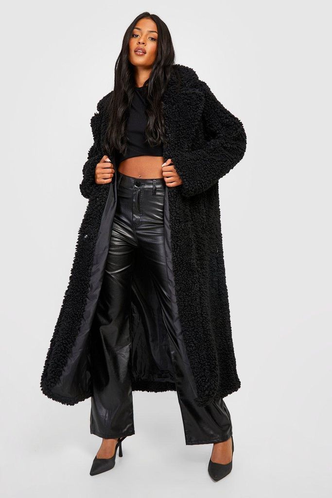 Womens Tall Oversized Teddy Coat - Black - 6, Black