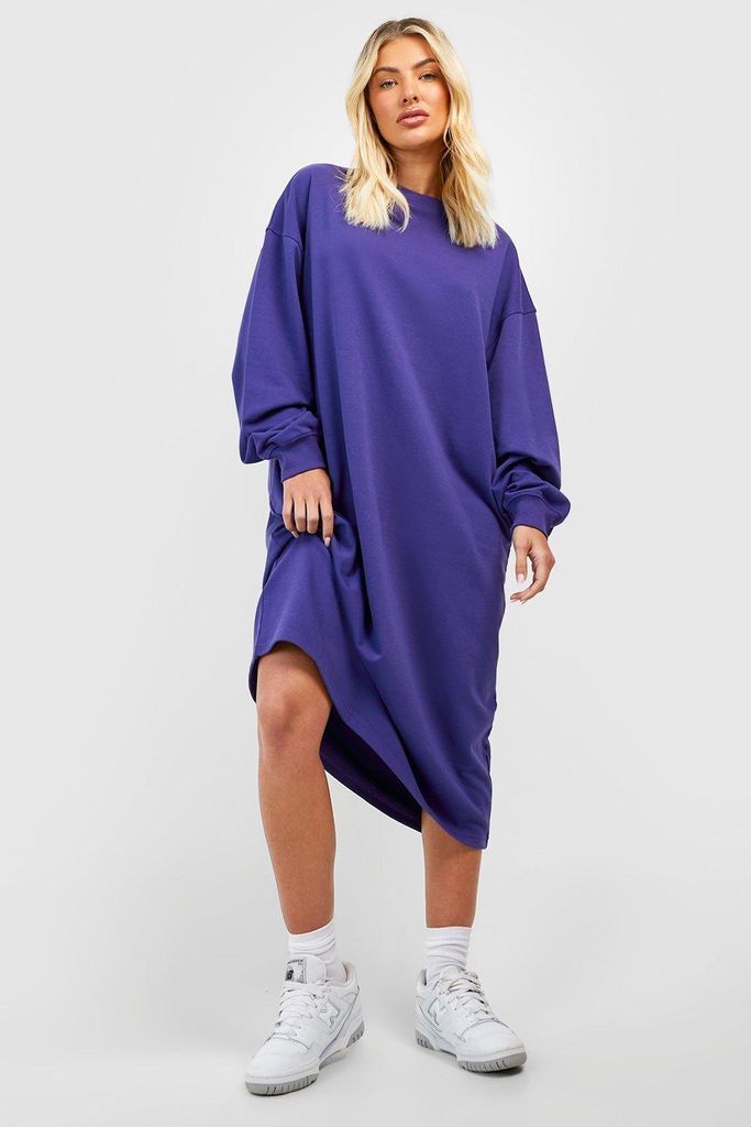 Womens Super Oversized Midaxi Sweatshirt Dress - Purple - 14, Purple
