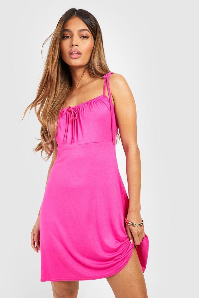 Womens Tie Detail Strappy Sundress - Pink - 8, Pink