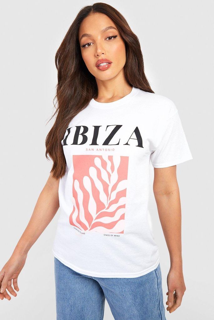 Womens Tall Ibiza Print T-Shirt - White - 10, White