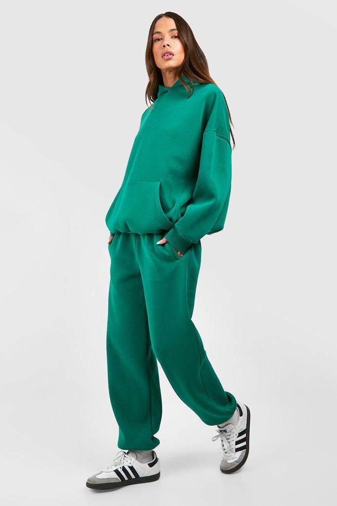 Womens Plain Hooded Cuffed Jogger Tracksuit - Green - S, Green