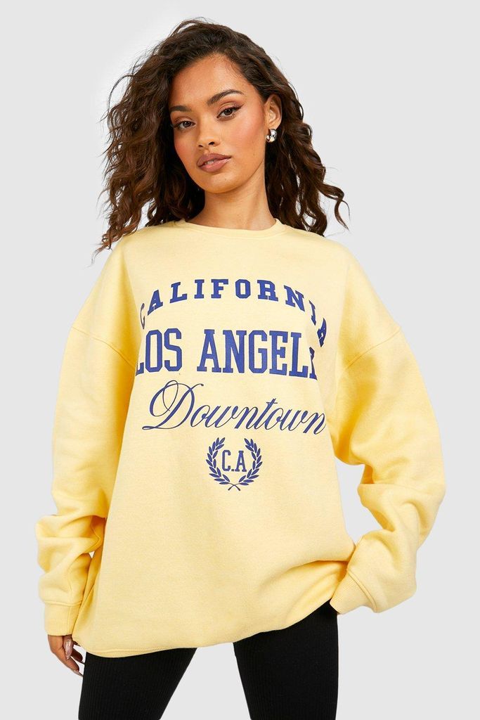 Womens Los Angeles Slogan Sweatshirt - Yellow - S, Yellow