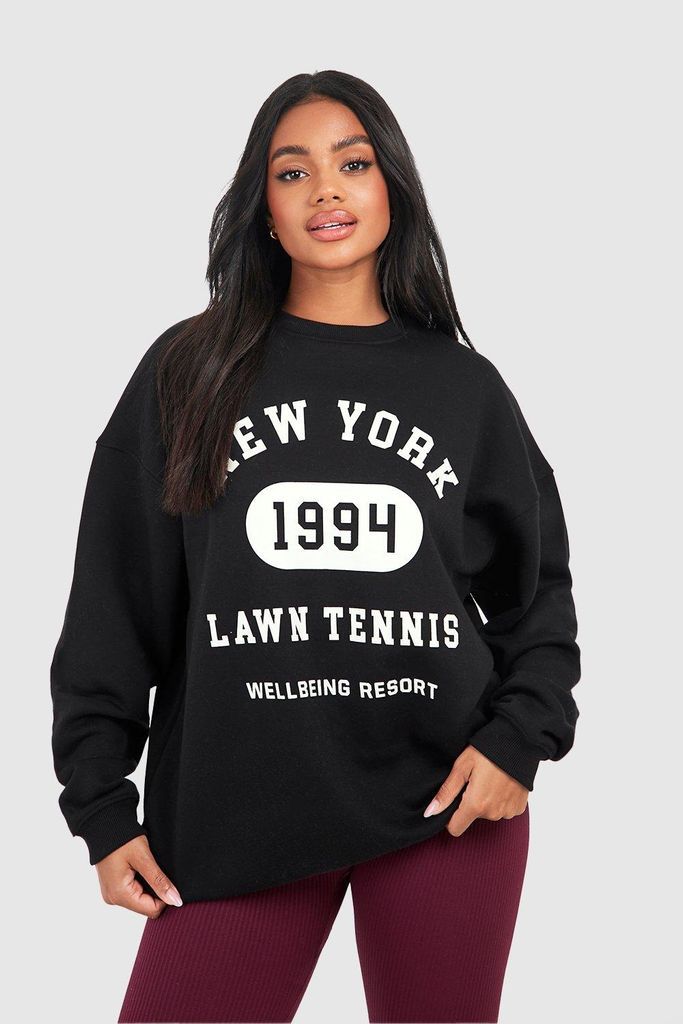 Womens New York Slogan Printed Sweatshirt - Black - S, Black