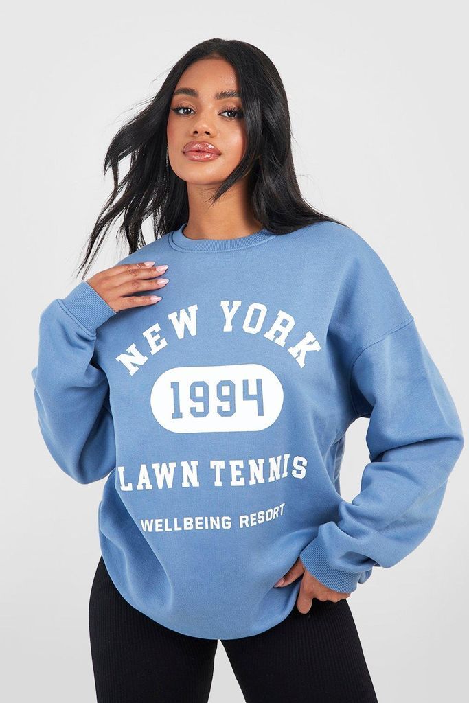 Womens New York Slogan Printed Sweatshirt - Blue - S, Blue