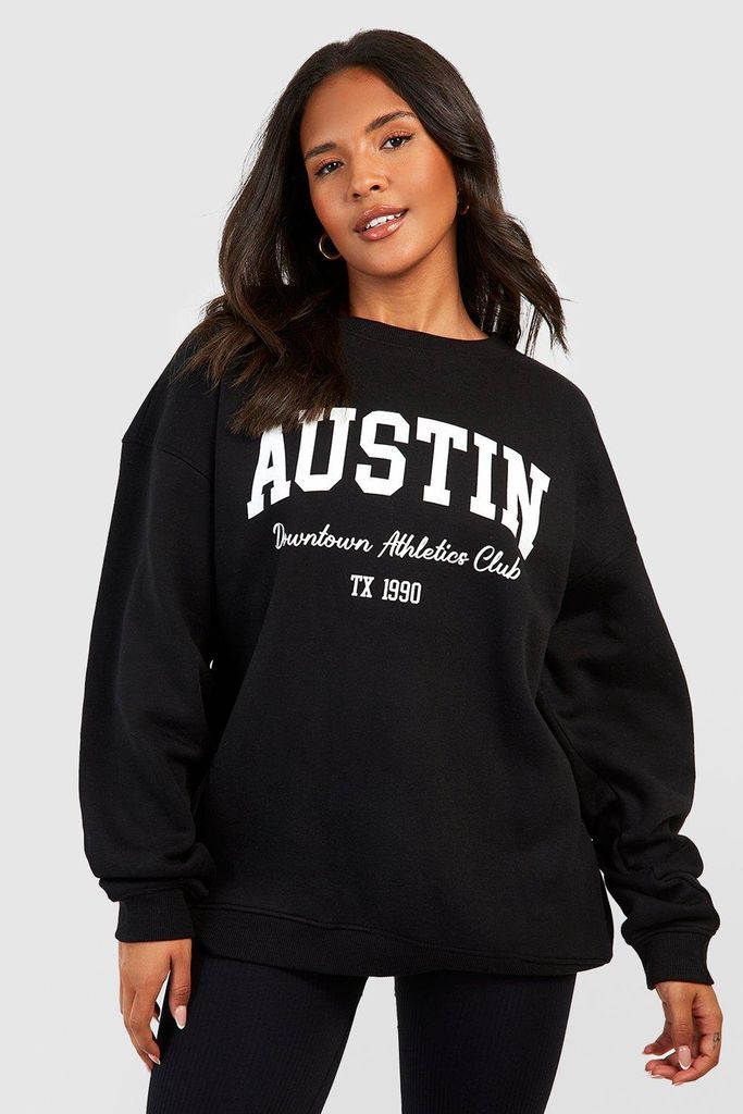 Womens Plus Austin Slogan Sweatshirt - Black - 16, Black
