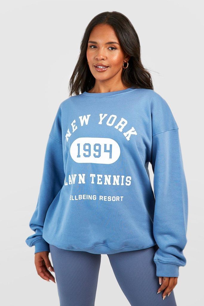 Womens Plus New York Slogan Printed Sweatshirt - Blue - 16, Blue