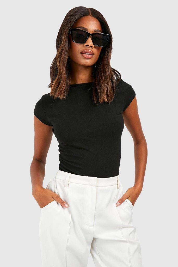 Womens Premium Super Soft Cap Sleeve Backless Top - Black - 6, Black