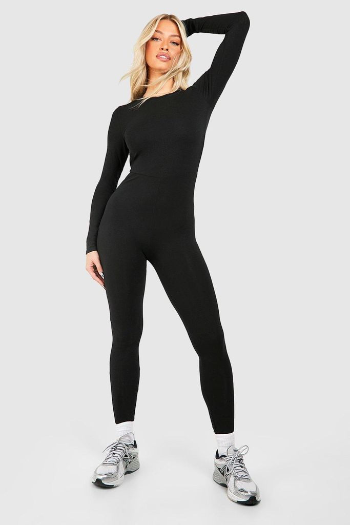 Womens Premium Super Soft Long Sleeve Unitard - Black - 8, Black