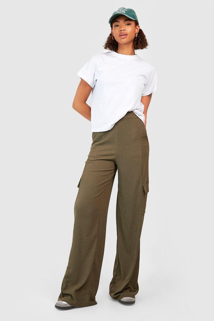Womens Tall Textured Cargo Trouser - Green - 6, Green
