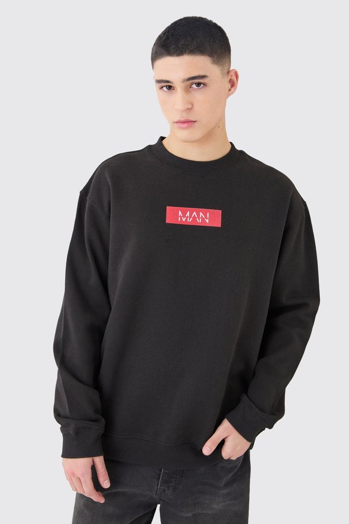 Men's Man Print Sweatshirt - Black - S, Black
