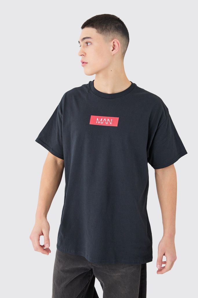 Men's Man Print T-Shirt - Black - S, Black