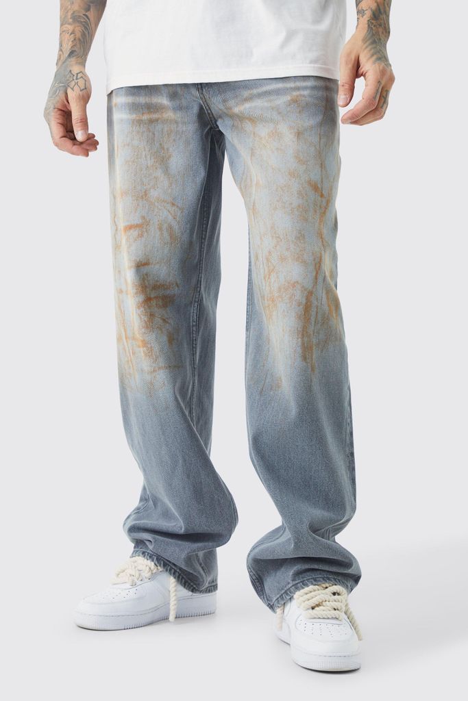 Men's Tall Baggy Rigid Dirty Wash Jeans - Grey - 30, Grey