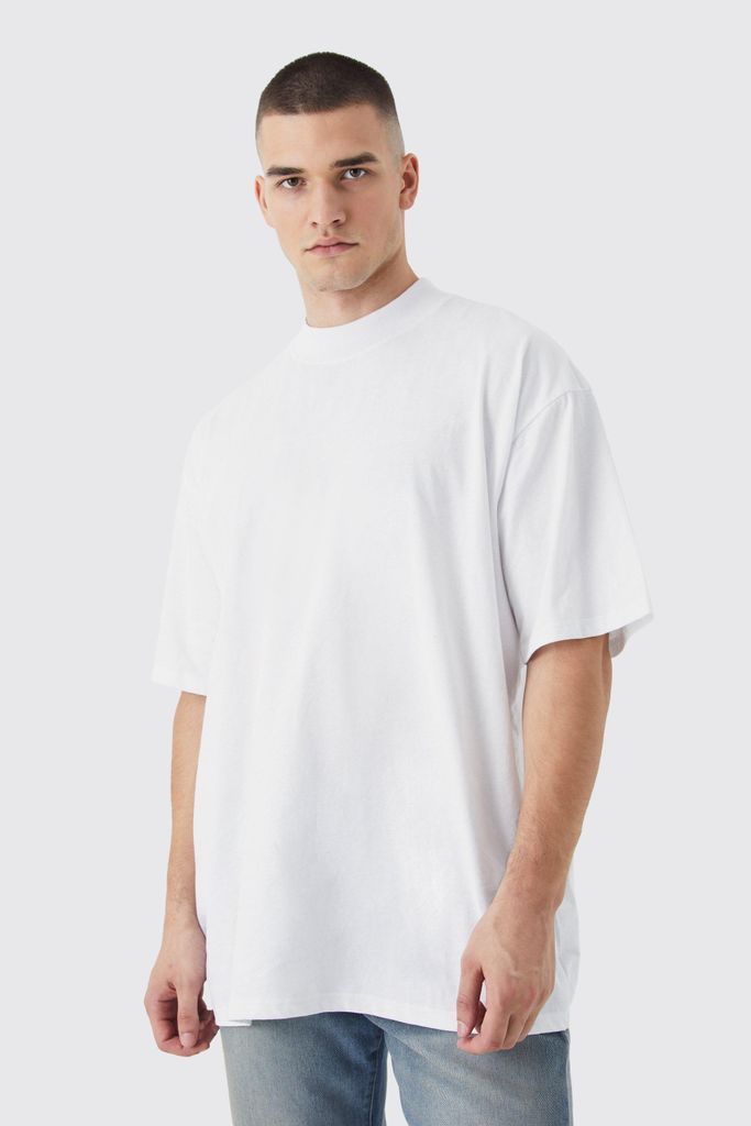 Men's Tall Oversized Extended Neck T-Shirt - White - S, White