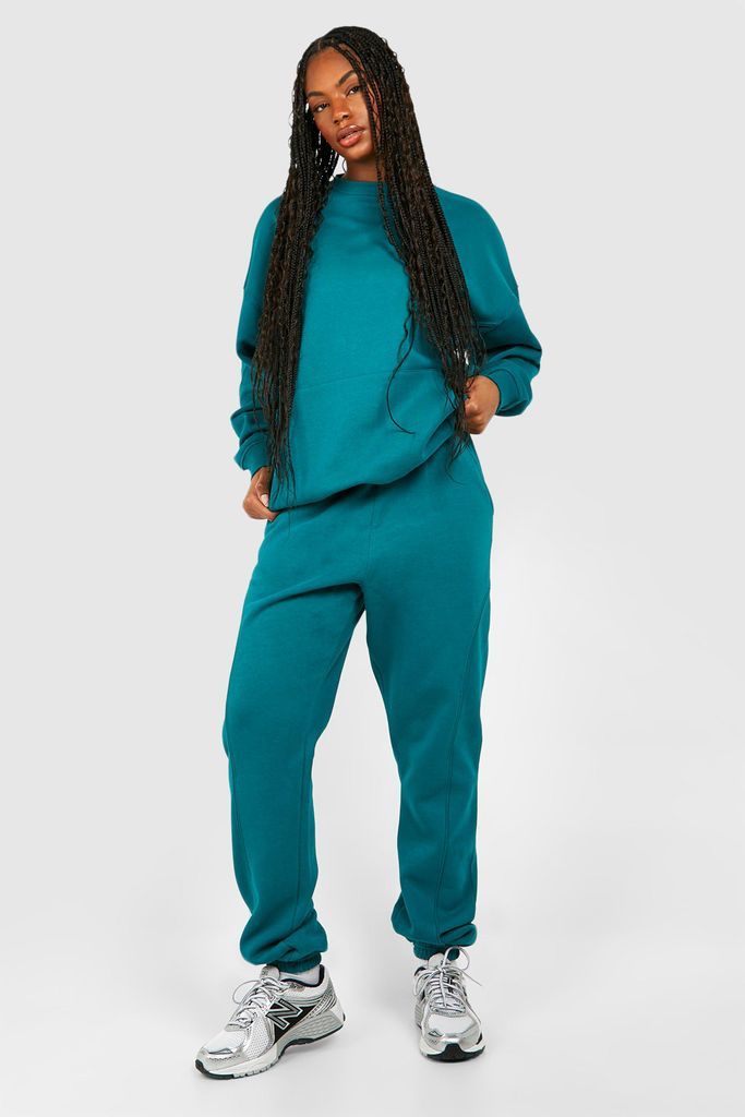 Womens Tall Piping Detail Jumper Tracksuit - Green - S, Green