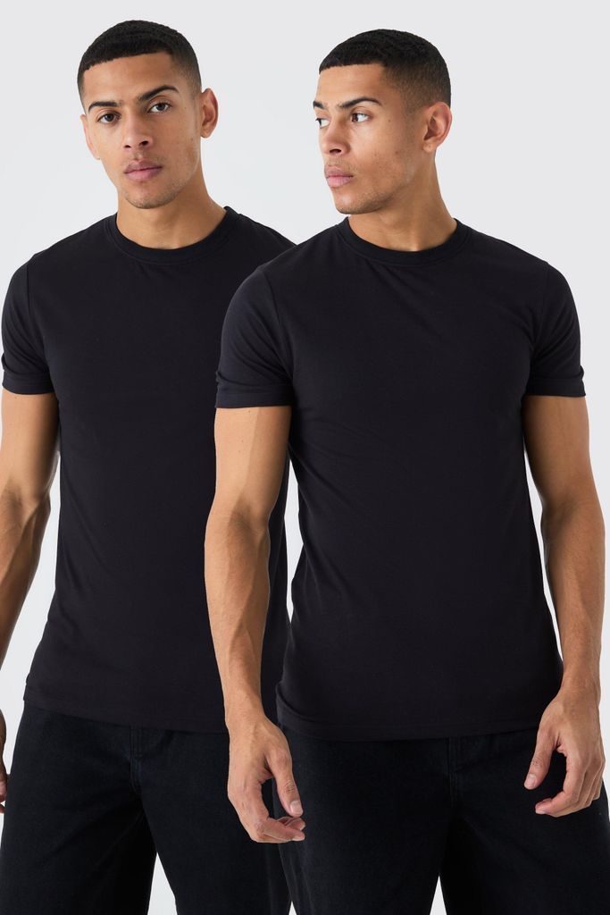 Men's 2 Pack Muscle Fit T-Shirt - Black - S, Black