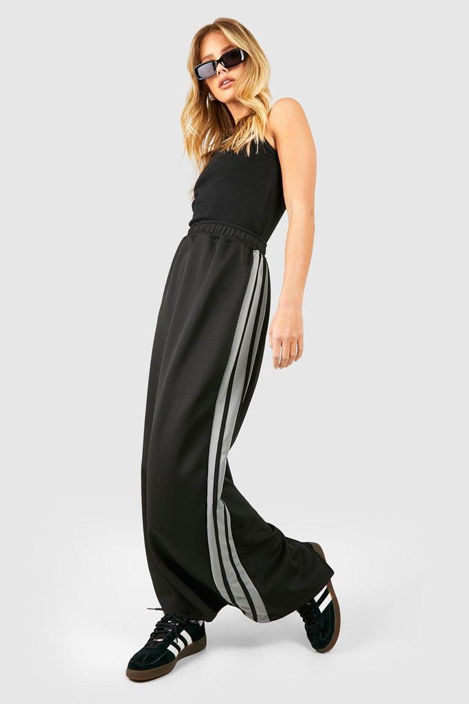 Womens Side Stripe Tricot Maxi Skirt - Black - 6, Black