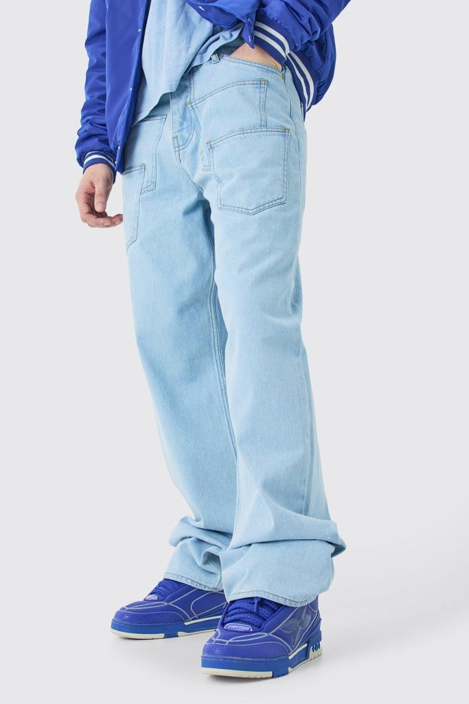 Men's Tall Baggy Rigid Acid Wash Jeans - Blue - 30, Blue