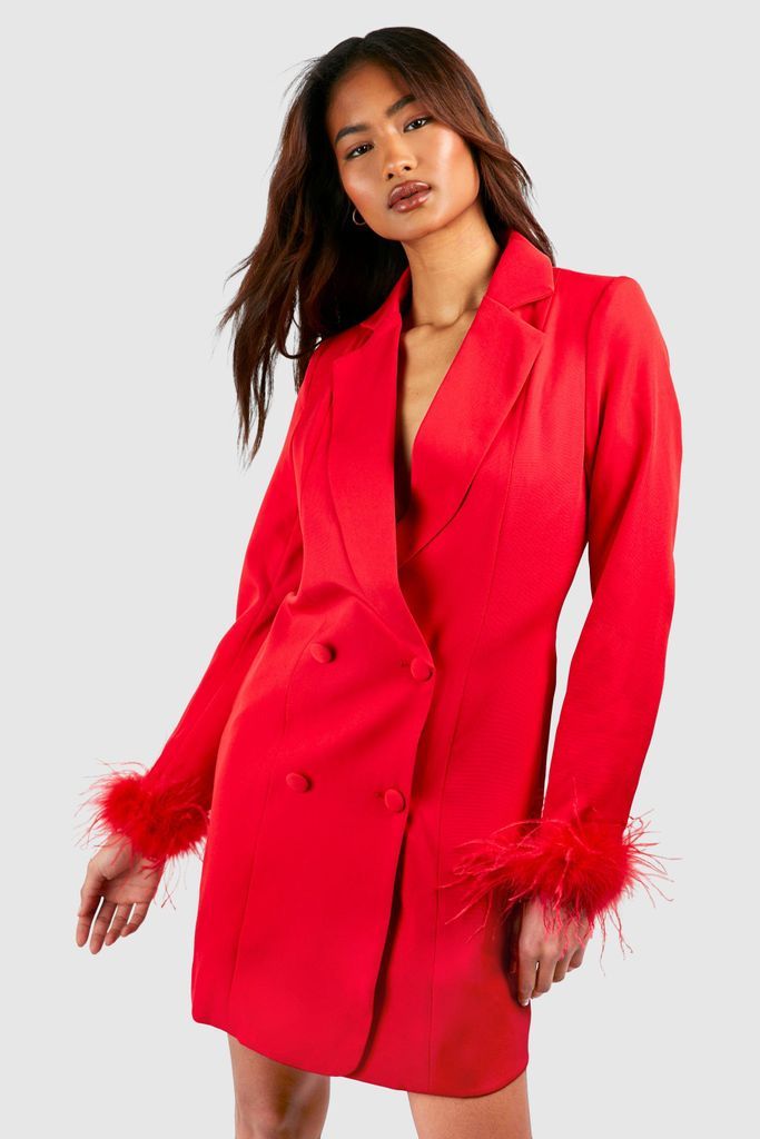 Womens Tall Feather Detail Blazer Dress - Red - 8, Red