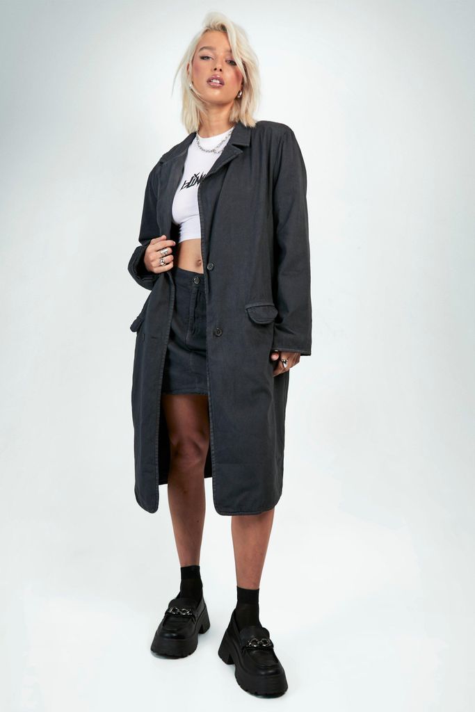Womens Oversized Double Breasted Coat - Grey - 6, Grey