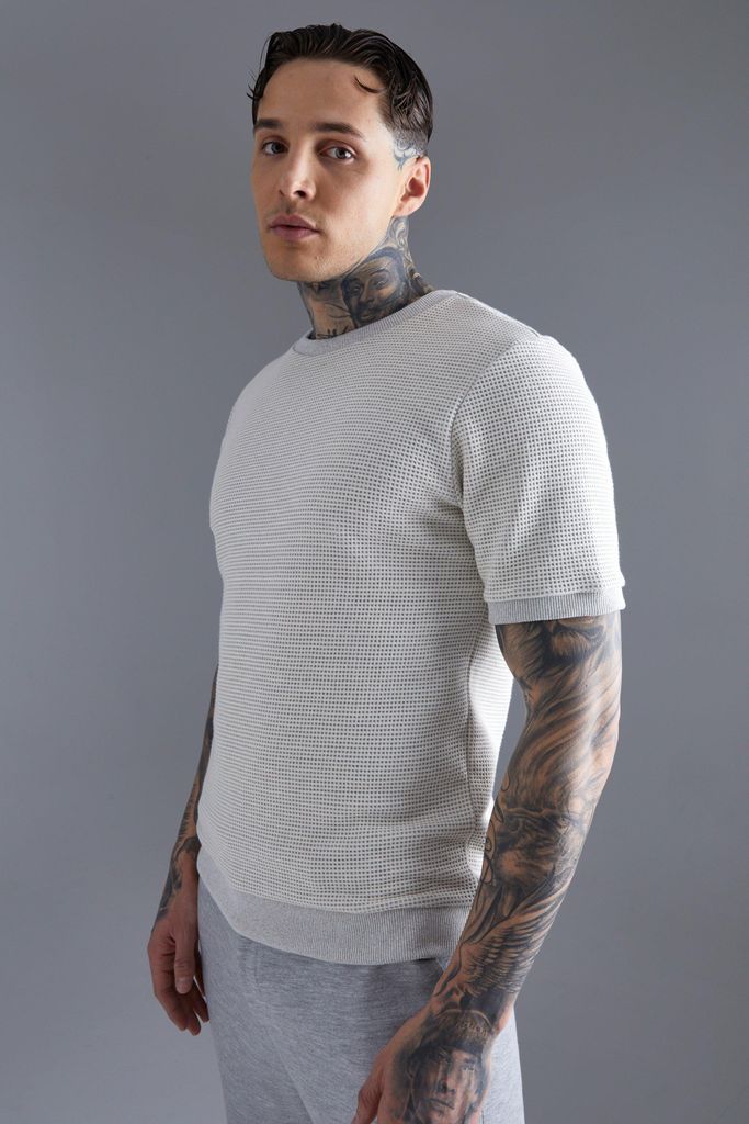 Men's Slim Fit Short Sleeve Sweatshirt - Grey - L, Grey