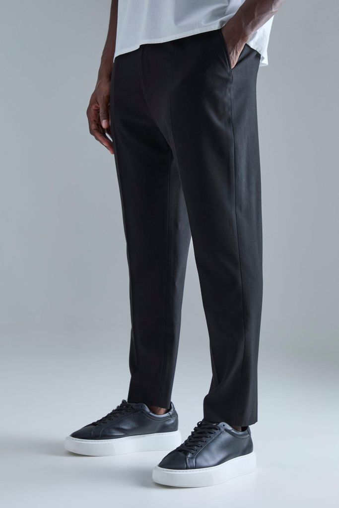 Men's High Rise Tapered Crop Tailored Trouser - Black - 30S, Black