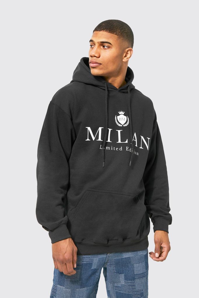 Men's Oversized Milan Graphic Hoodie - Black - M, Black