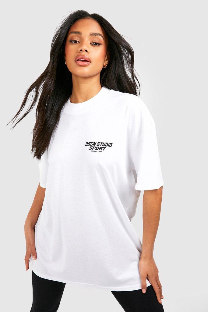 Womens Dsgn Studio Sport Collection Slogan Oversized T-Shirt - White - M, White