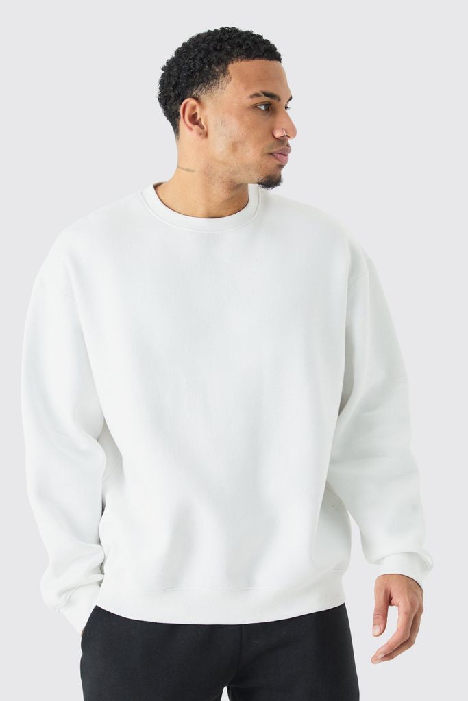 Men's Basic Crew Neck Sweatshirt - White - L, White