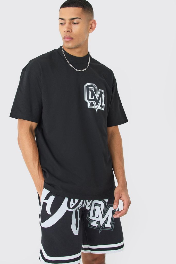 Men's Oversized Ofcl Basketball T-Shirt And Short Set - Black - S, Black