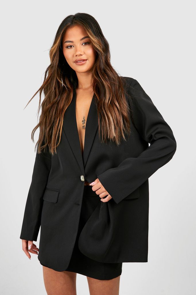 Womens Single Breasted Relaxed Fit Tailored Blazer - Black - 6, Black
