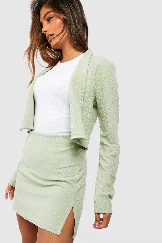 Womens Basic Jersey Split Front Mini Skirt - Green - 16, Green