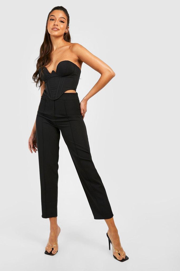 Womens Woven Tapered High Waisted Trousers - Black - 10, Black