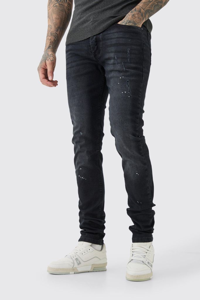 Men's Tall Skinny Stretch Stacked Tinted Jeans - Black - 30, Black