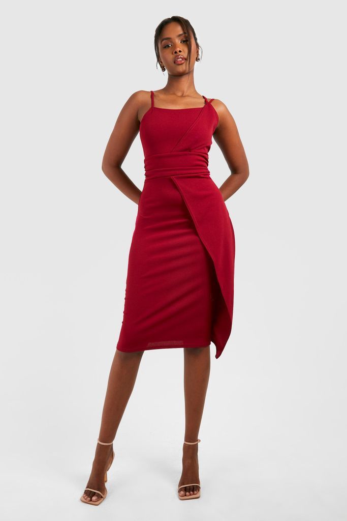 Womens Asymmetric Bust Detail Midi Dress - Red - 8, Red