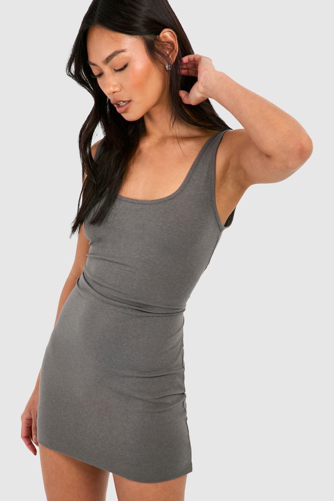 Womens Premium Super Soft Wide Strap Mini Dress - Grey - 8, Grey