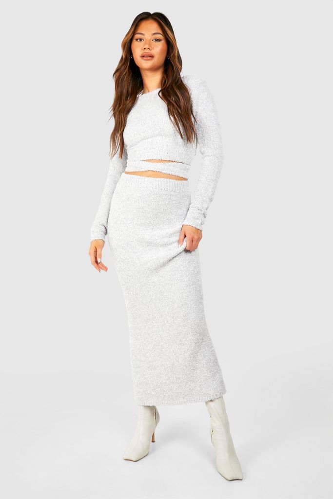 Womens Soft Marl Knit Maxi Skirt - Grey - S, Grey