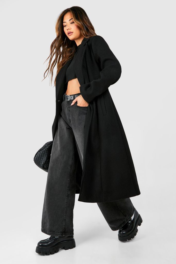 Womens Tailored Wool Look Maxi Coat - Black - 8, Black