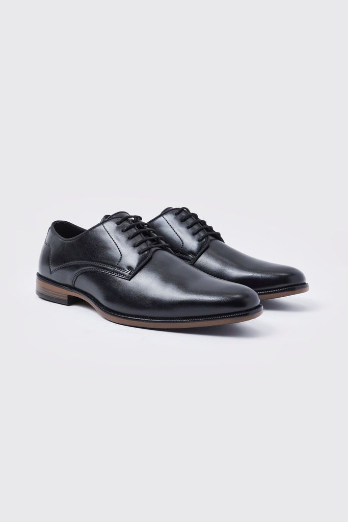 Men's Faux Leather Lace Up Derby Shoes - Black - 8, Black