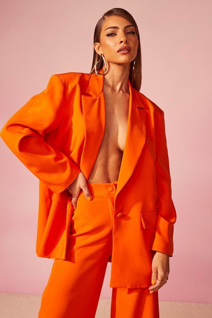 Womens Premium Oversized Tailored Blazer - Orange - 14, Orange
