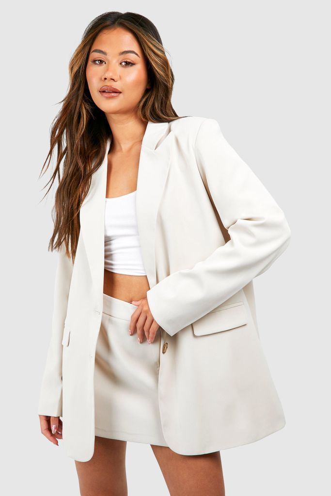 Womens Single Breasted Relaxed Fit Tailored Blazer - Cream - 6, Cream