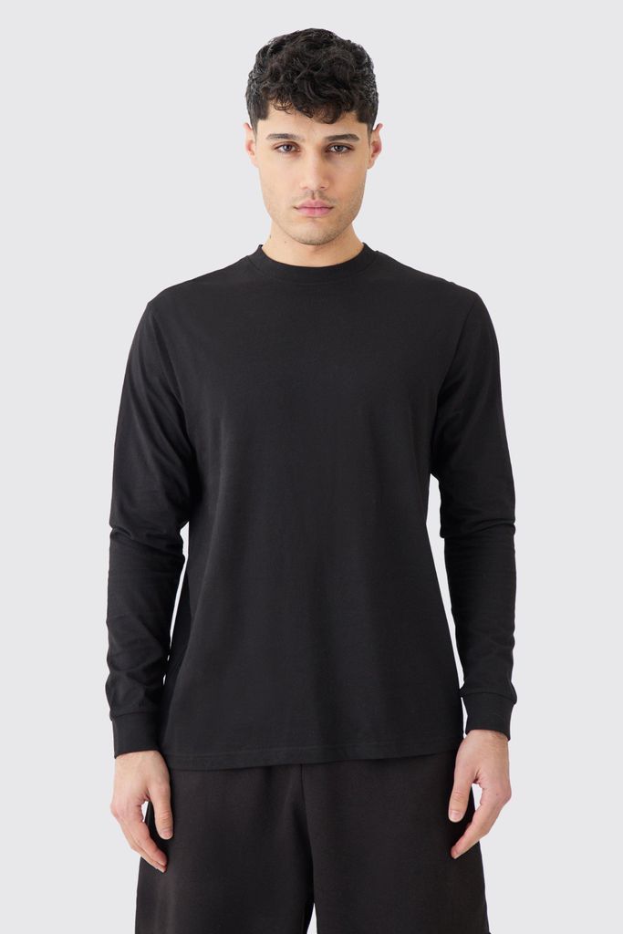 Men's Long Sleeve Crew Neck T-Shirt - Black - S, Black