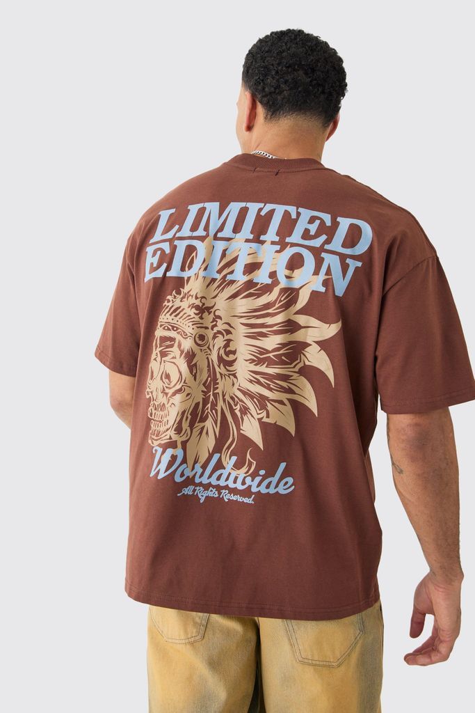 Men's Oversized Limited Edition Graphic Heavyweight T-Shirt - Brown - S, Brown