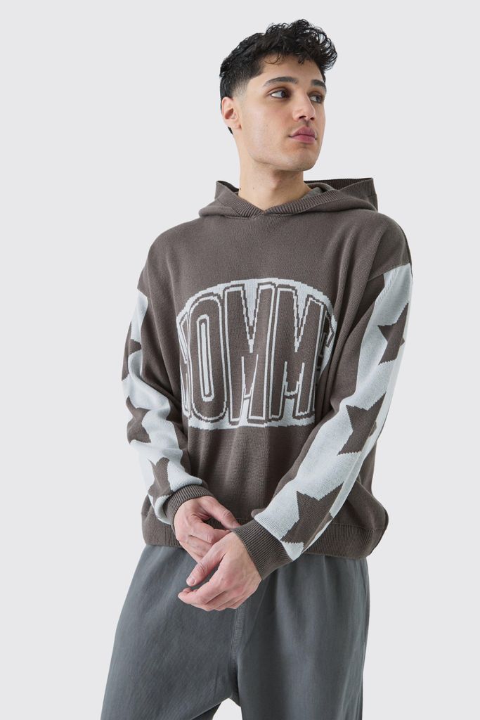 Men's Boxy Moto Graphic Hoodie - Grey - S, Grey